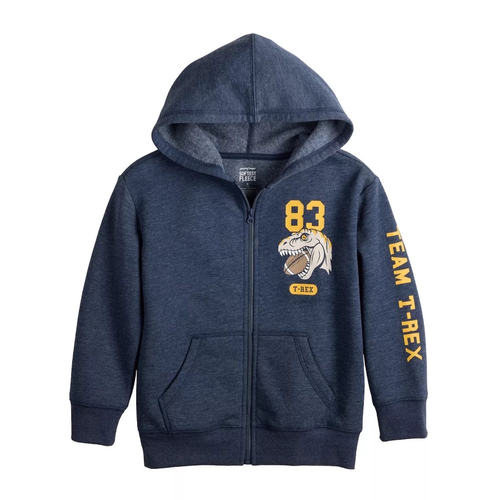Boys New T-REX Fleece Full Zip Hoodie Size 8